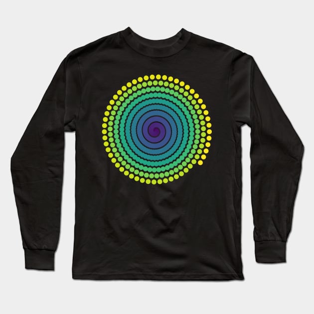 Single Spiral Viridis Galaxy | Light Peacock Blue Green Yellow Long Sleeve T-Shirt by aRtVerse